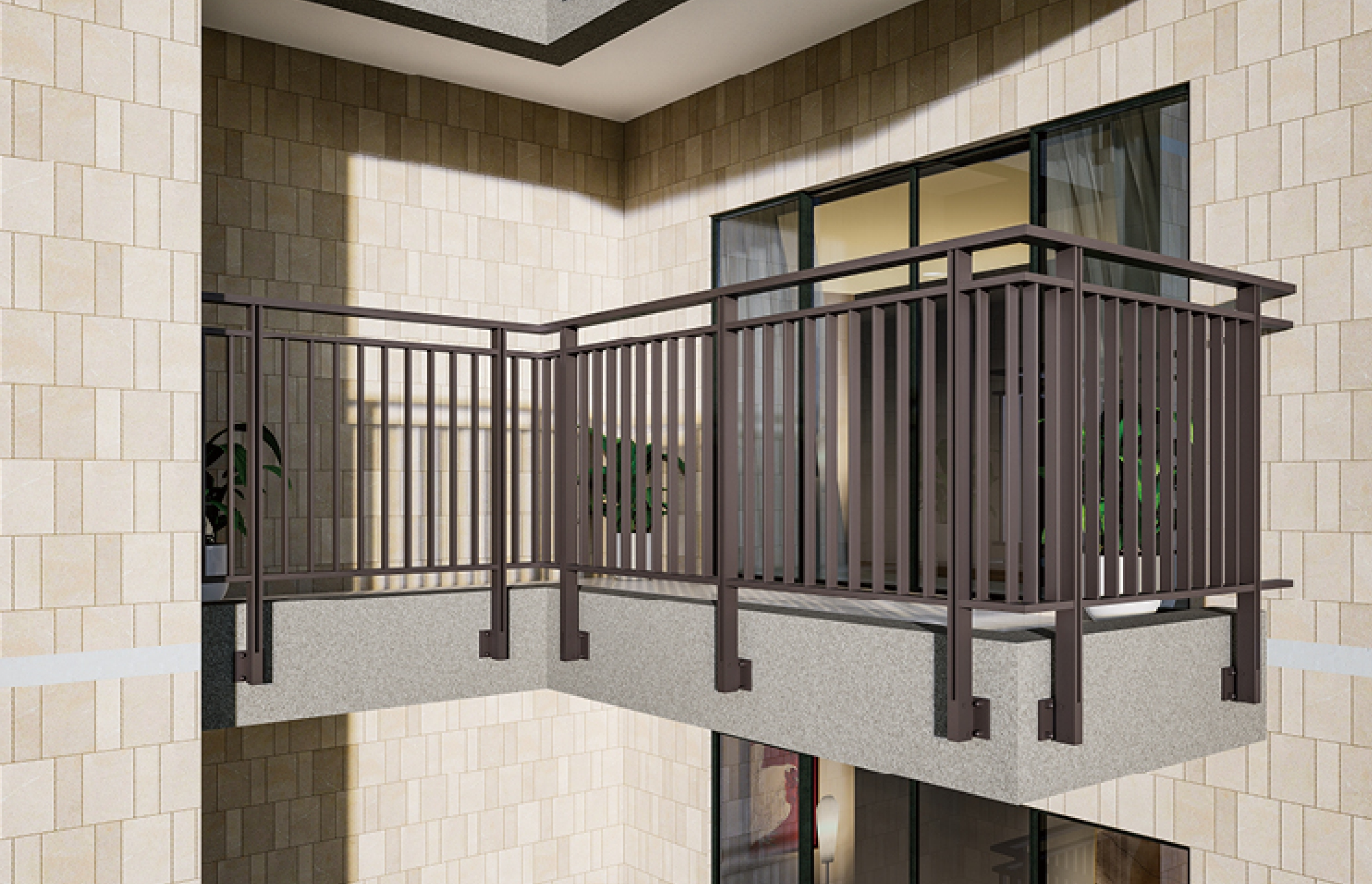 Modern balcony Long Railing